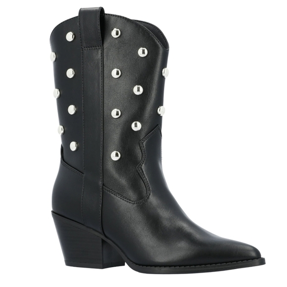 Time and Tru Shoes - NEW Time & Tru Black Studded Cowboy Boots Womens 9 10